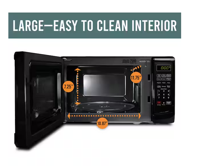 0.7 cu. ft. 700-Watt Countertop Microwave Oven in Black