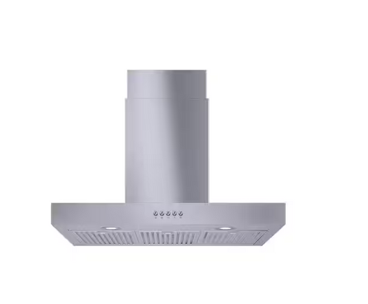 Lora 30 in. 350 CFM Convertible T-Shape Wall Mount Range Hood in Stainless Steel with Charcoal Filters and LED Lighting