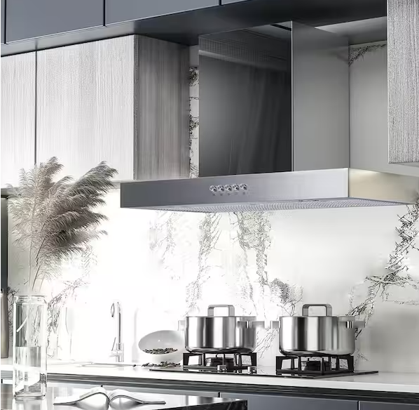 Lora 30 in. 350 CFM Convertible T-Shape Wall Mount Range Hood in Stainless Steel with Charcoal Filters and LED Lighting