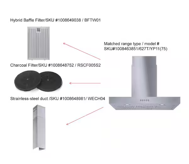Lora 30 in. 350 CFM Convertible T-Shape Wall Mount Range Hood in Stainless Steel with Charcoal Filters and LED Lighting
