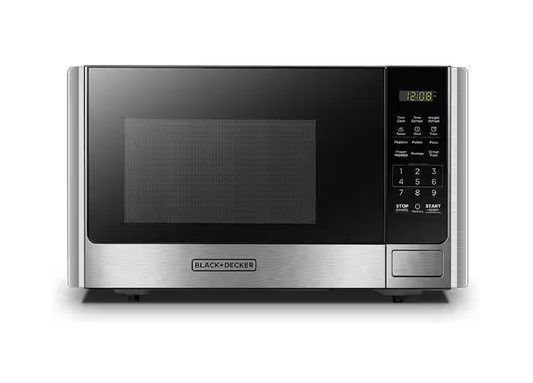 0.9 cu. ft. in Stainless Steel 900 Watt Countertop Microwave Oven with Turntable Push-Button Door, Safety Lock