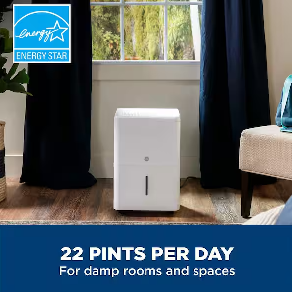 25-Pints for Damp Rooms Up to 1500 sq. ft. Residential Dehumidifier with Bucket in White, ENERGY STAR