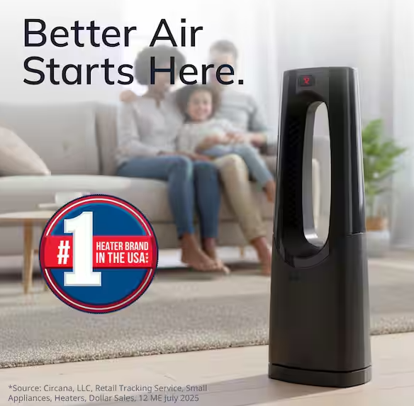 Bladeless 1500W 28 in. Black Electric Oscillating Tower Ceramic Space Heater with Remote Control and Digital Display