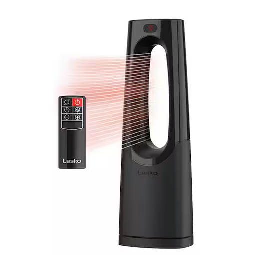 Bladeless 1500W 28 in. Black Electric Oscillating Tower Ceramic Space Heater with Remote Control and Digital Display