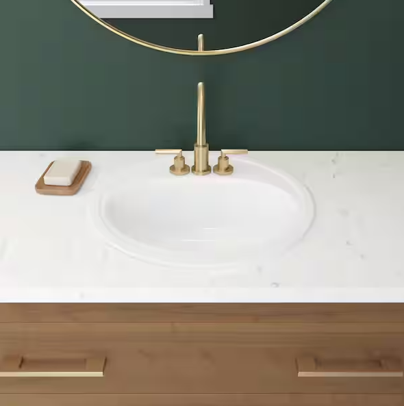 Laurel Round Drop-In Bathroom Sink in White