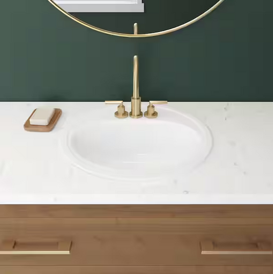 Laurel Round Drop-In Bathroom Sink in White
