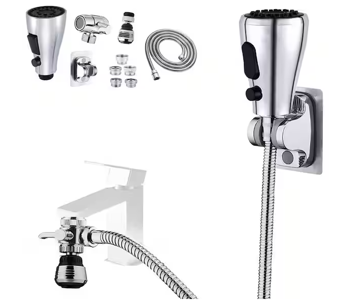 2.5 in. H x 7 in. W x 3.5 in. D Faucet Sink Sprayer Attachment Set with Hose, Faucet Aerator and Brass Diverter Valve
