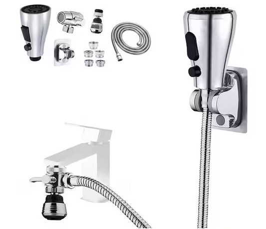 2.5 in. H x 7 in. W x 3.5 in. D Faucet Sink Sprayer Attachment Set with Hose, Faucet Aerator and Brass Diverter Valve