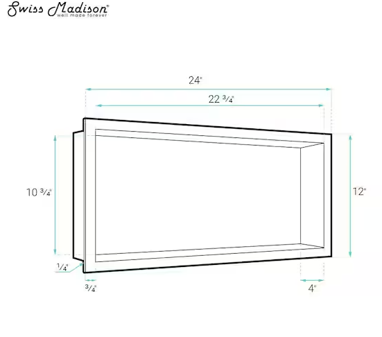 Voltaire 15 in. W x 4 in. H x 24 in. D Stainless Steel Shower Niche in Matte Black
