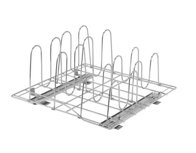20 in. Deep Steel Sliding Pot Organizer in Chrome