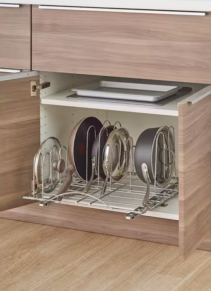 20 in. Deep Steel Sliding Pot Organizer in Chrome