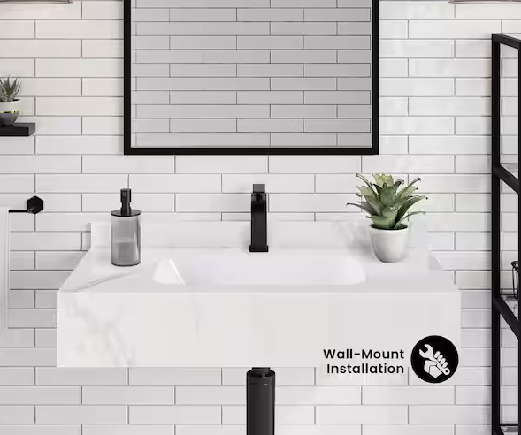 Avancer 36'' Wall Mount Sink in White Marble