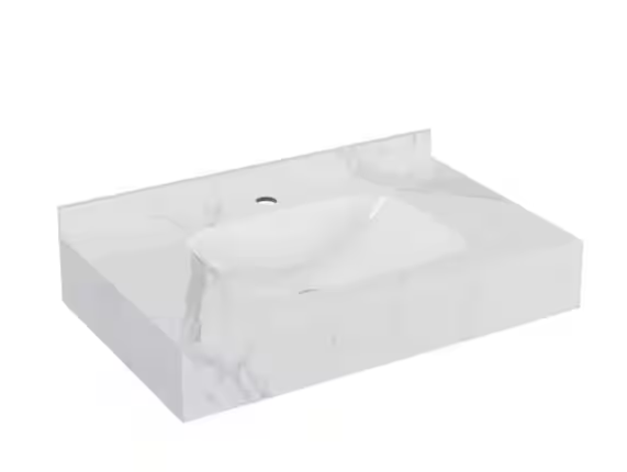 Avancer 36'' Wall Mount Sink in White Marble