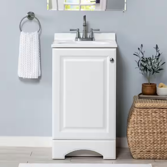 19 in. Single Sink White Bath Vanity with White Cultured Marble Top (Assembled)