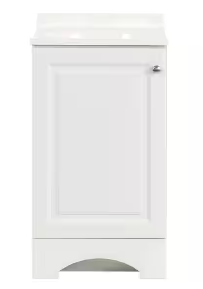 19 in. Single Sink White Bath Vanity with White Cultured Marble Top (Assembled)