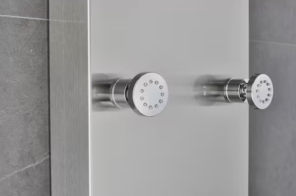 65 in. 8-Jet Rainfall Shower Panel System with Rainfall Waterfall Shower Head and Shower Wand in Stainless Steel