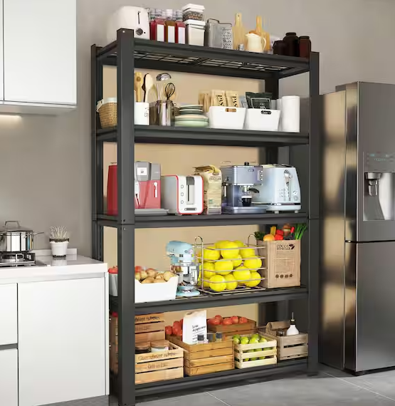 72 in.H 5-Tier Heavy Duty Adjustable Shelving Metal Mesh Storage Rack,2000 Lbs Loading Capacity for Garage,Kitchen-Black