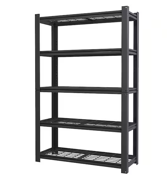 72 in.H 5-Tier Heavy Duty Adjustable Shelving Metal Mesh Storage Rack,2000 Lbs Loading Capacity for Garage,Kitchen-Black