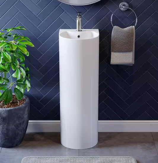 Sublime Rounded Basin Pedestal Sink in Glossy White