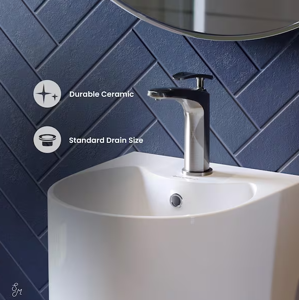 Sublime Rounded Basin Pedestal Sink in Glossy White