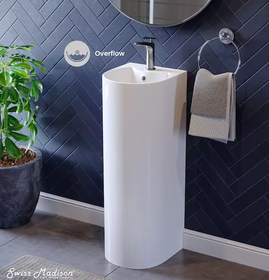 Sublime Rounded Basin Pedestal Sink in Glossy White