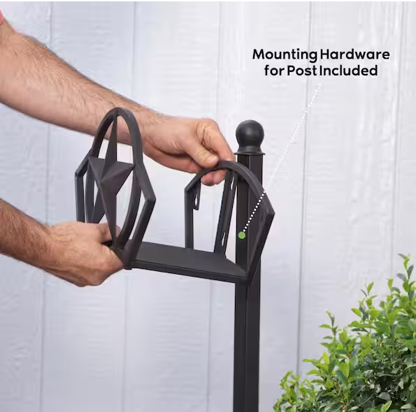 125 ft. Americana Black Metal Star Hose Hanger Garden Hose Reel