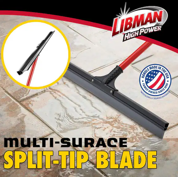 24 in. PVC High Power Multi-Surface Rubber Floor Squeegee with 60 in. Steel Handle