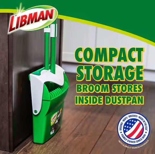 12 in. Lobby Broom and Dustpan Set