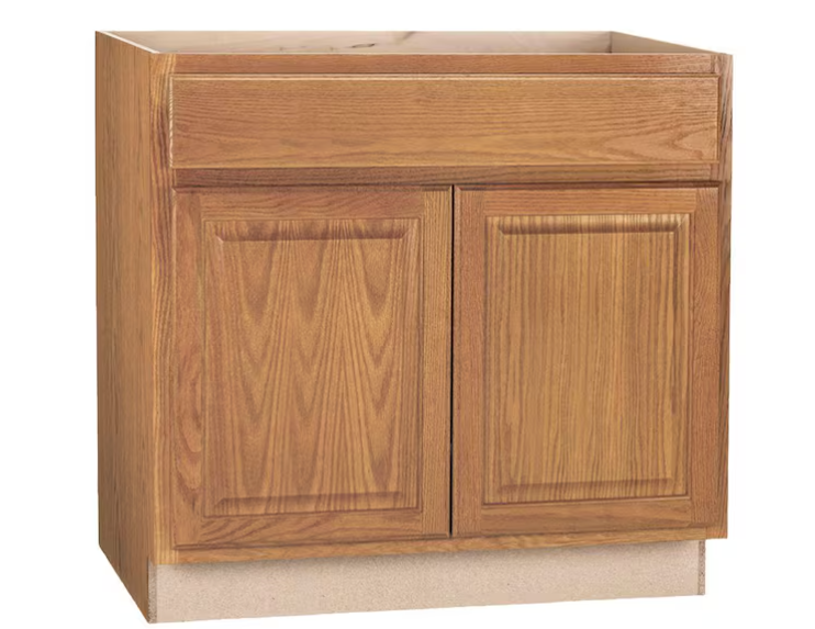 Hampton 36 in. W x 24 in. D x 34.5 in. H Assembled Base Cabinet in Medium Oak