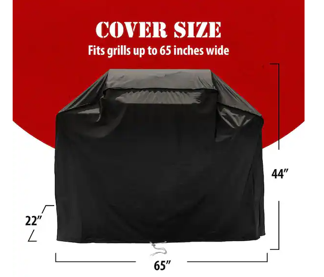 Grill Cover 65 in Easy to Clean Weather Resistant Design Heavy-duty Vinyl