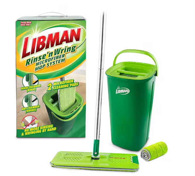 Rinse 'N Wring Microfiber Flat Mop and Bucket System with Extra Refill Pad and Refill Pad (3-Count) Combo