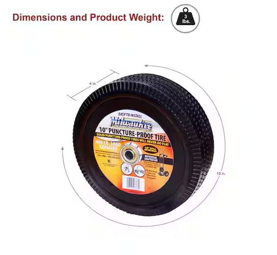 10 in. Flat Free Wheel Part