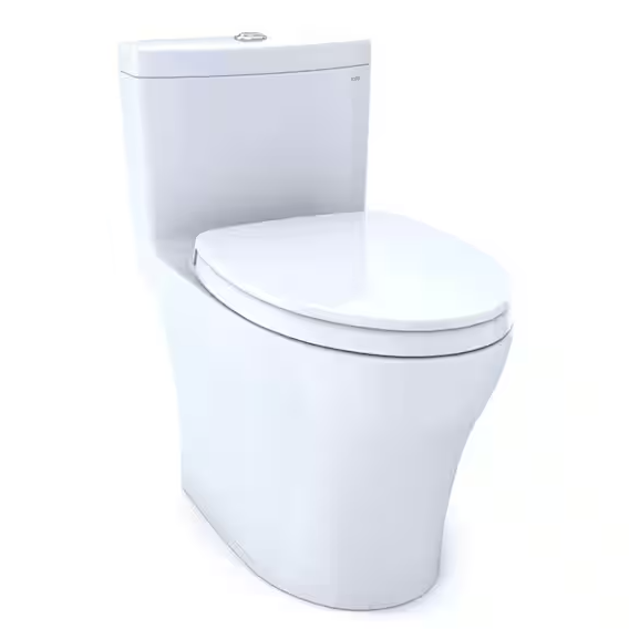 Aquia IV 12 in. Rough In One-Piece 0.8/1.28 GPF Dual Flush Elongated Toilet in Cotton White, SoftClose Seat Included