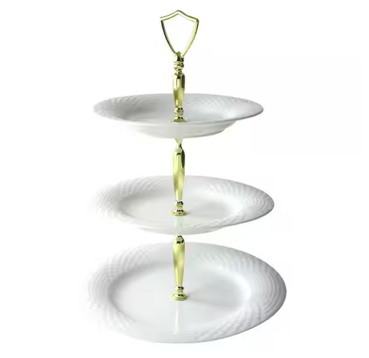 3-Tier Solitaire White Porcelain Cake Stand