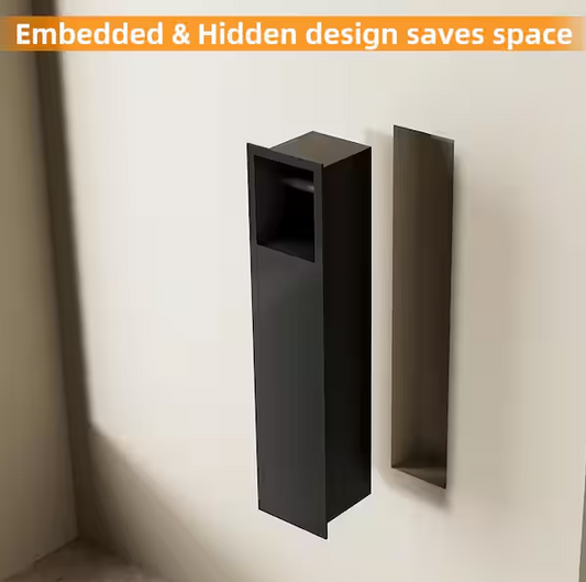 6 in. W x 25 in. H x 5.5 in. D Recessed Toilet Brush Holder with Cabinet, Shower Niche Toilet Paper Holder in Black