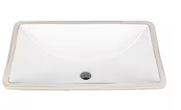 22 in. Undermount Rectangular Vitreous China Bathroom Sink in White
