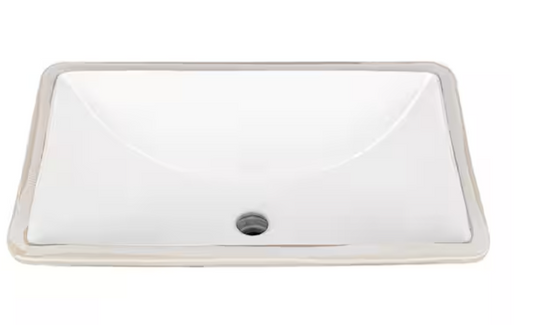 22 in. Undermount Rectangular Vitreous China Bathroom Sink in White