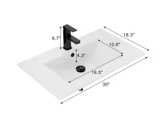 30 in. W x 18.1 in. D x 18.1 in. H Single Sink Floating Blue Bath Vanity with White Resin Top and Drain Faucet Set