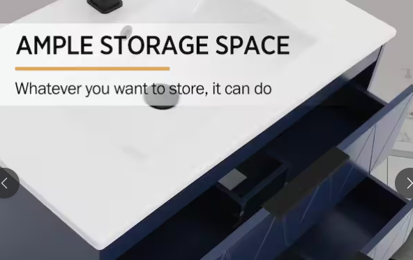 30 in. W x 18.1 in. D x 18.1 in. H Single Sink Floating Blue Bath Vanity with White Resin Top and Drain Faucet Set