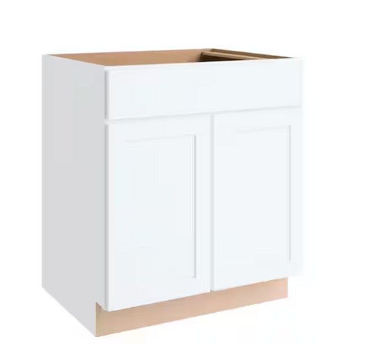 Courtland 30 in. W x 24 in. D x 34.5 in. H Assembled Shaker Sink Base Kitchen Cabinet in Polar White