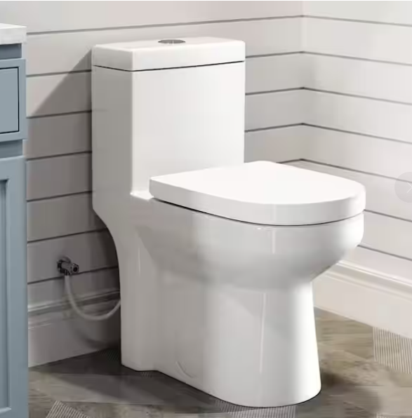 One-Piece 1.1/1.6 GPF Dual Flush Round Toilet in White Soft Close Seat Included