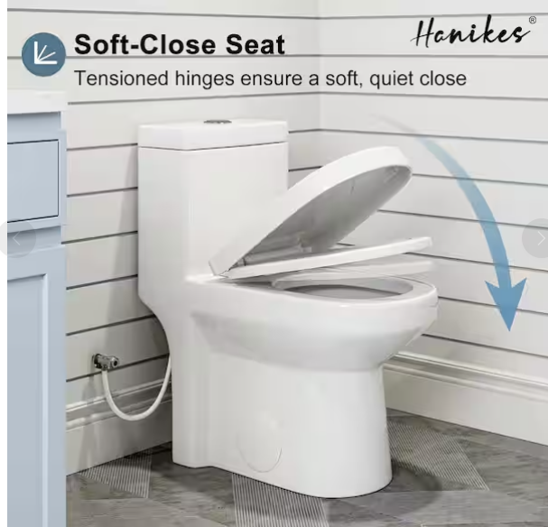 One-Piece 1.1/1.6 GPF Dual Flush Round Toilet in White Soft Close Seat Included