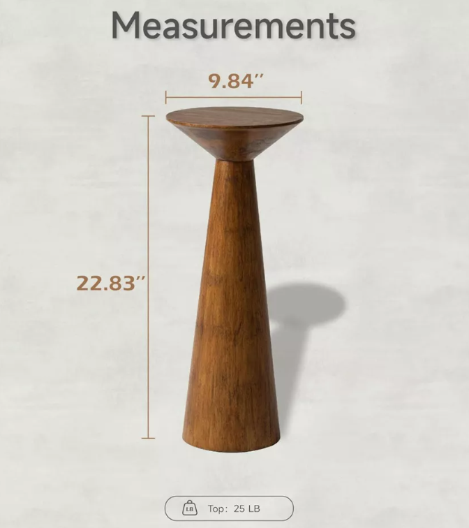 COZAYH Pedestal Tall Round Martini Table with Textured Finish and Quick Assembly for Living Rooms or Bedrooms, Holds up to 50 Pounds, Walnut