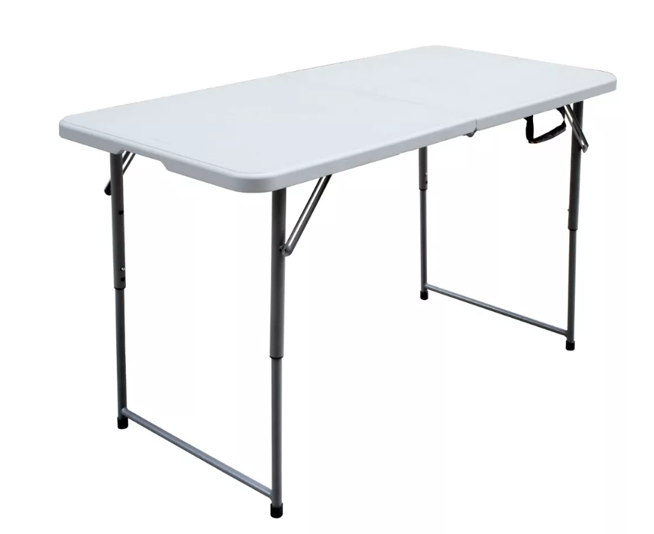 Peakform 4' Adjustable Height Folding Table Off-White