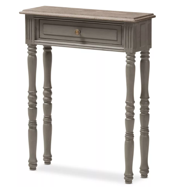 Noemie Country Cottage Farmhouse Finished 1 Drawer Console Table Brown - Baxton Studio: Antique Style, Space-Saving Design
