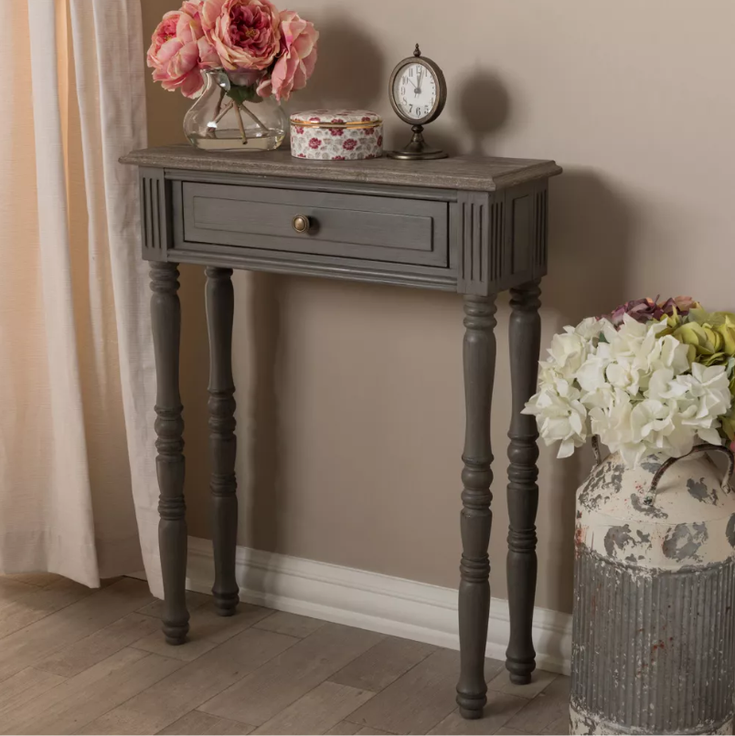 Noemie Country Cottage Farmhouse Finished 1 Drawer Console Table Brown - Baxton Studio: Antique Style, Space-Saving Design