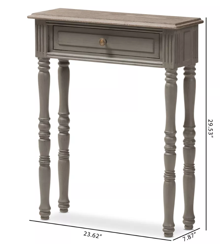 Noemie Country Cottage Farmhouse Finished 1 Drawer Console Table Brown - Baxton Studio: Antique Style, Space-Saving Design