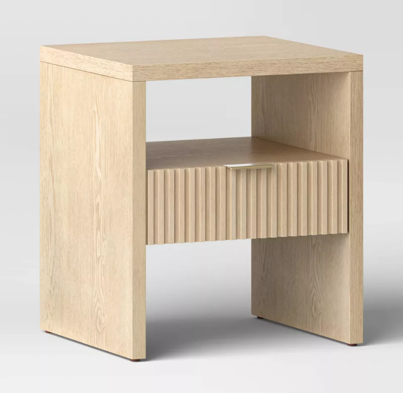 Groove Dowel Accent Table with Shelf Natural Wood - Threshold