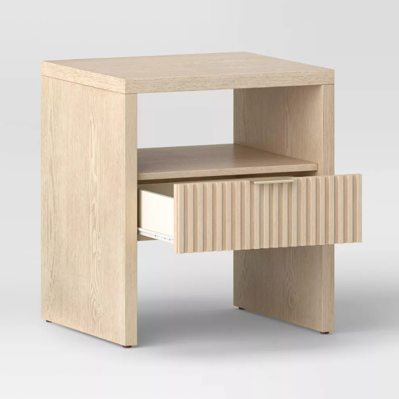 Groove Dowel Accent Table with Shelf Natural Wood - Threshold