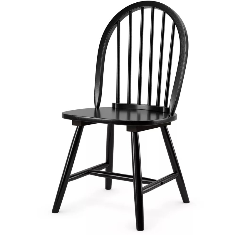 Costway Set of 2 Vintage Windsor Dining Side Chair Wood Spindleback Kitchen Room Black\White